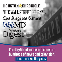 Fertility Blend 90 veggie capsules-pack shows a month-long supply for cycle tracking and prenatal planning.