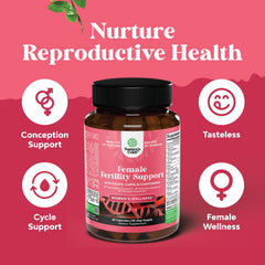 Product packaging showcasing prenatal vitamins for female fertility support