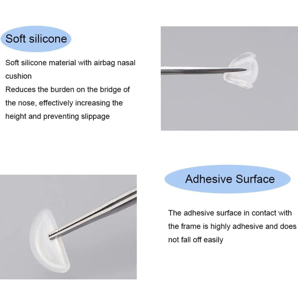 Clear silicone nose pads attached to plastic frame