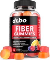 Front view of Fiber Gummies for Adults & Kids bottle with 60 chewable gummies