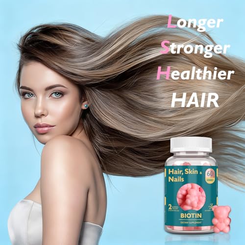 Illustration of hair, skin, and nails benefits from biotin gummies