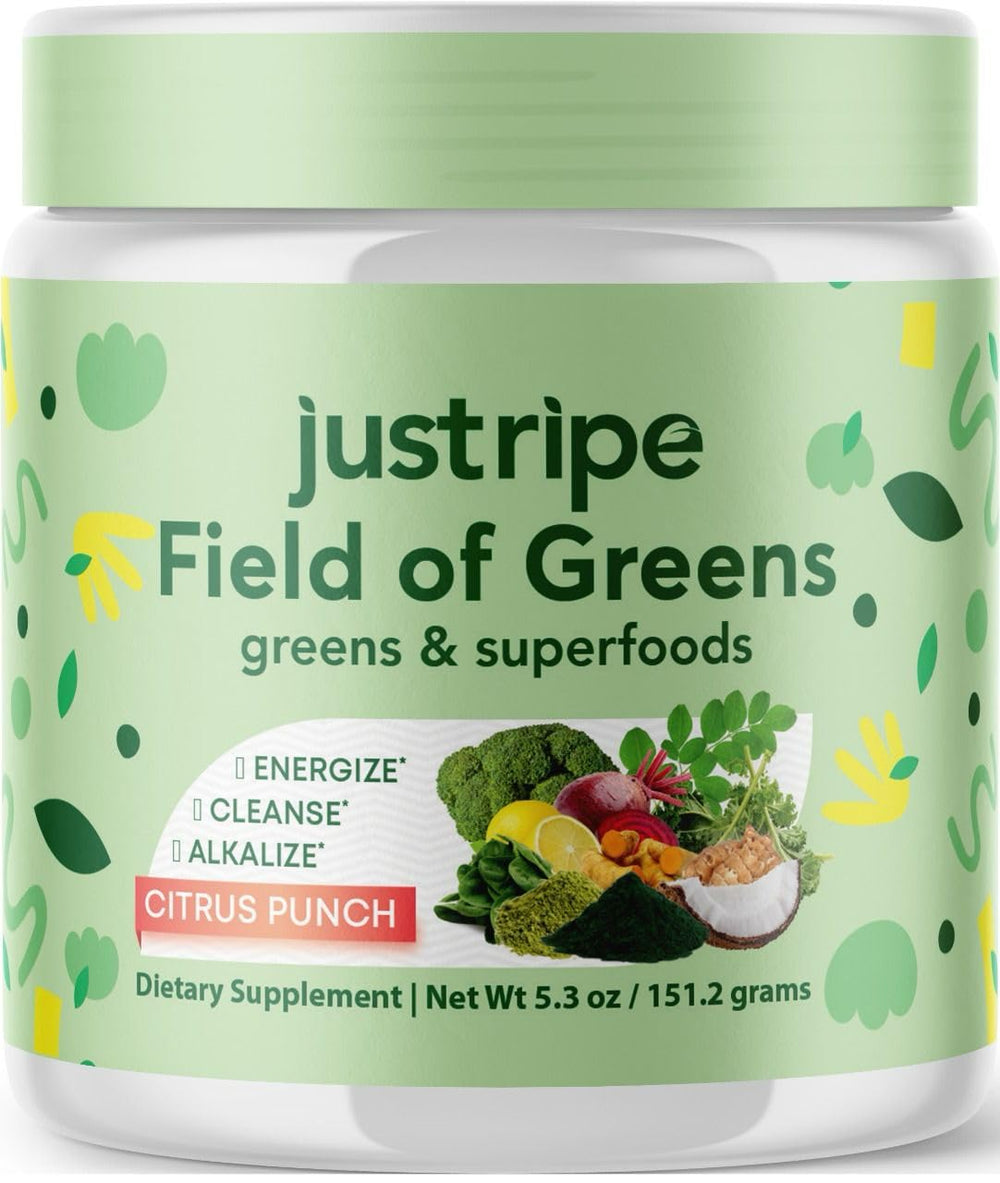 Front label view of Field of Greens Superfood Powder bottle