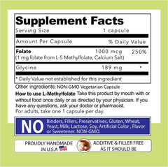 Label highlighting filler-free methylfolate formula