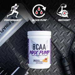 Serving scoop with FINAFLEX BCAA MAX Pump Peach Mango powder