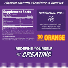Close-up of FINAFLEX Creatine Gummies orange bottles