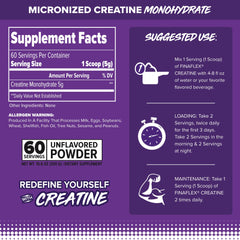Close-up of FINAFLEX Creatine Unflavored label