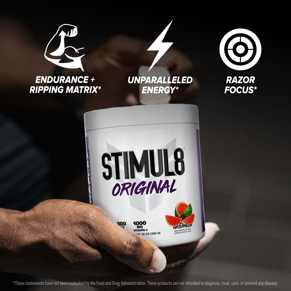 FINAFLEX STIMUL8 preworkout powder mixing scene for steady energy.