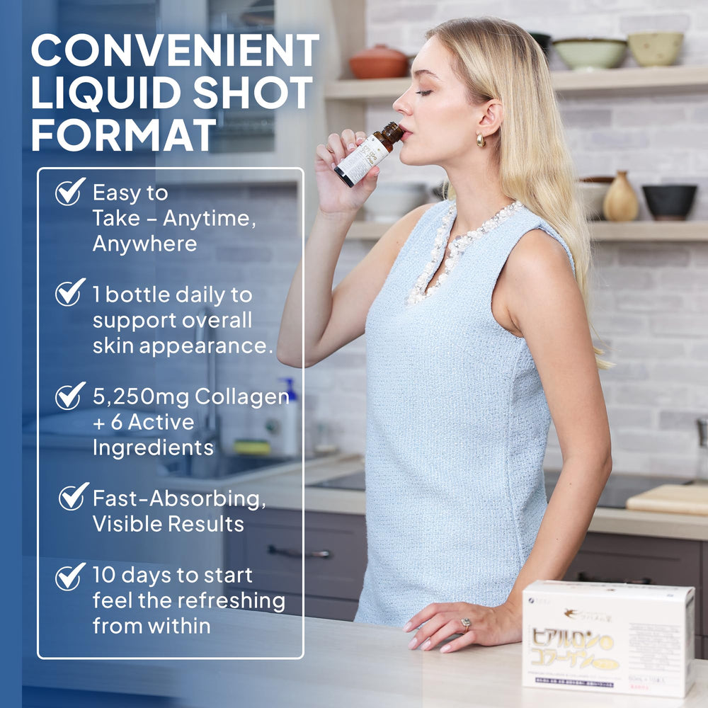 Daily beauty routine imagery with collagen drink
