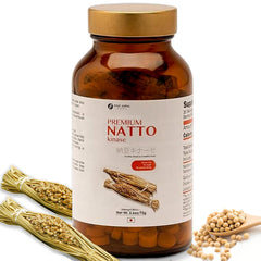 Front view of FINE JAPAN Natto Kinase tablets bottle