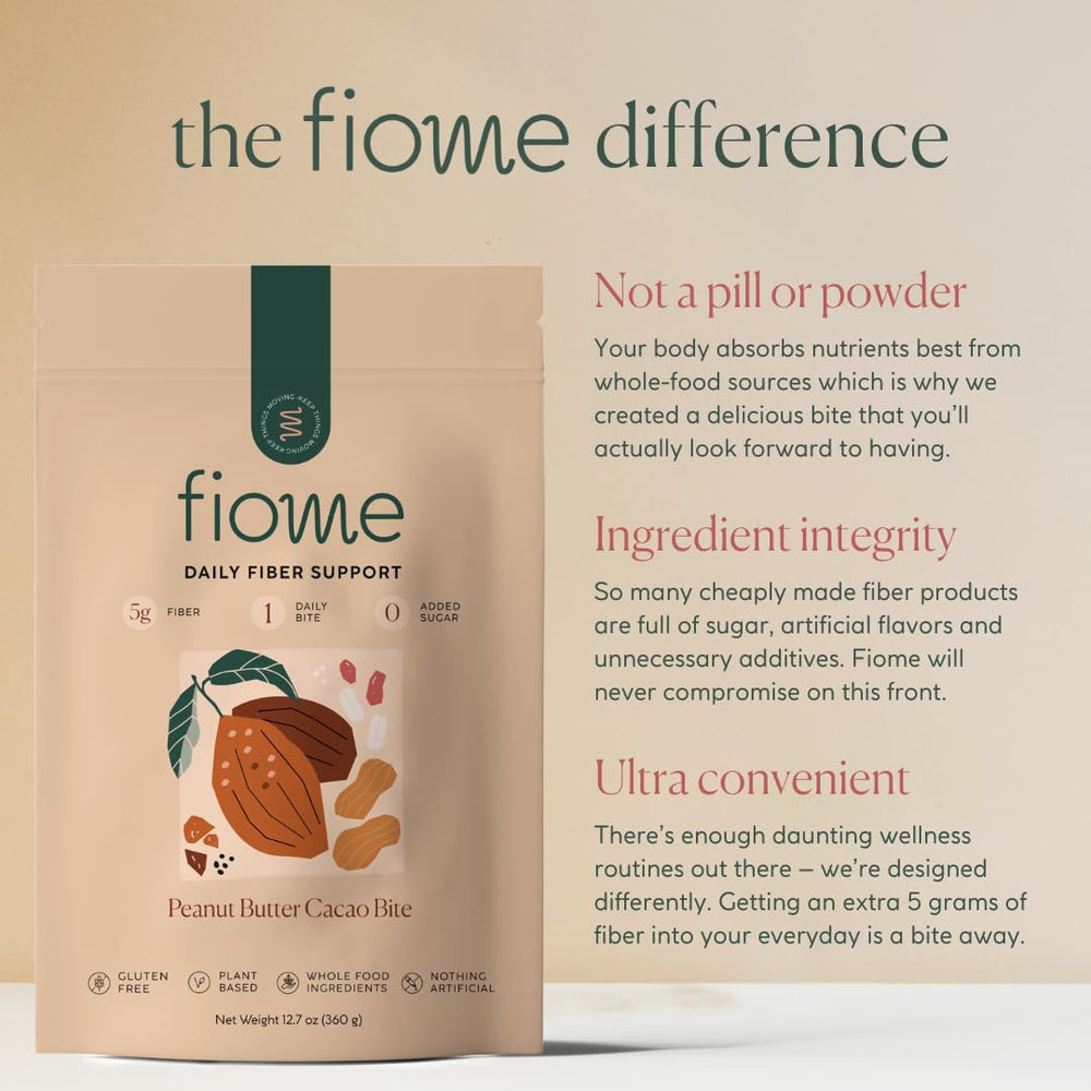 No added sugar label on Fiome fiber bite packaging