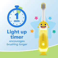 1-minute glow timer on toothbrush in action