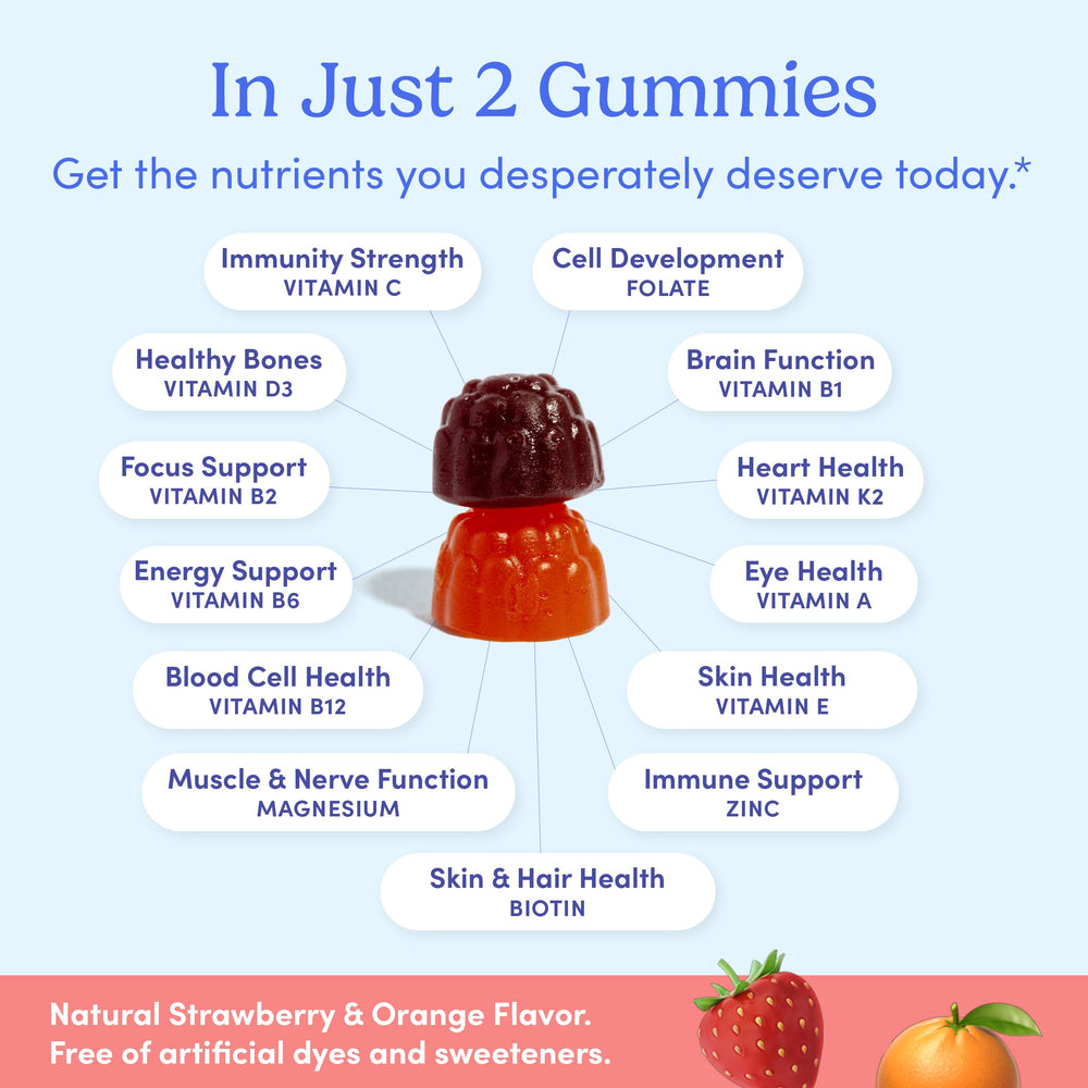 Bottle with fresh fruits and vegetables around