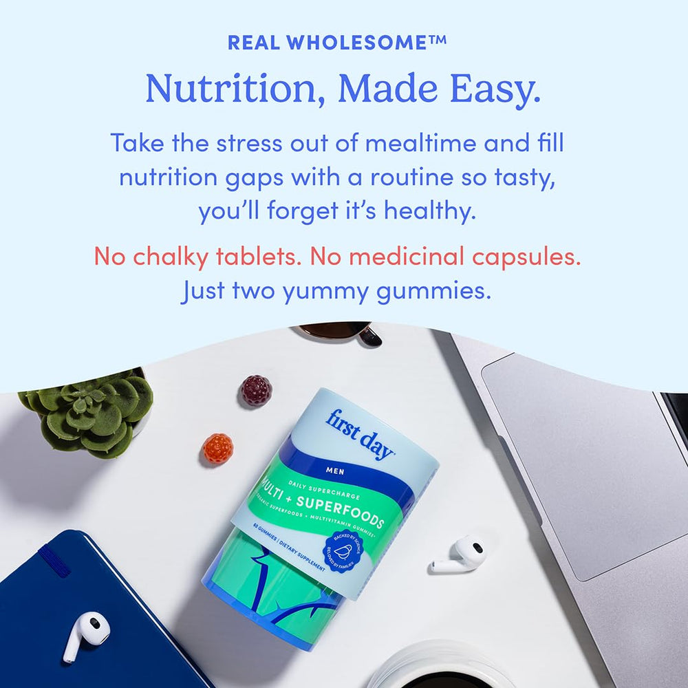 Active man taking gummies during daily routine