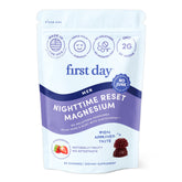 Bottle label for First Day Nighttime Reset Magnesium Gummies