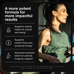 Graphic showing ingredients: Fisetin, Quercetin, Curcumin, Milk Thistle, Apigenin