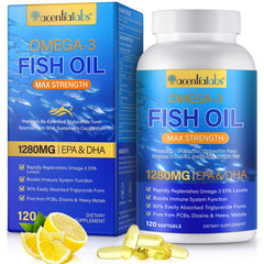 Hero image showing omega-3 fish oil softgels