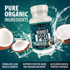FIT SCHOOL Winner PRO ingredients label highlights pure organic ingredients.