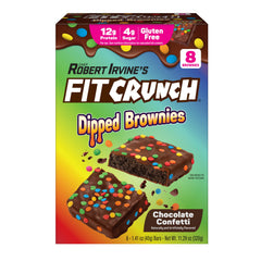 FitCrunch Dipped Protein Brownies packaging with confetti for a protein-packed treat