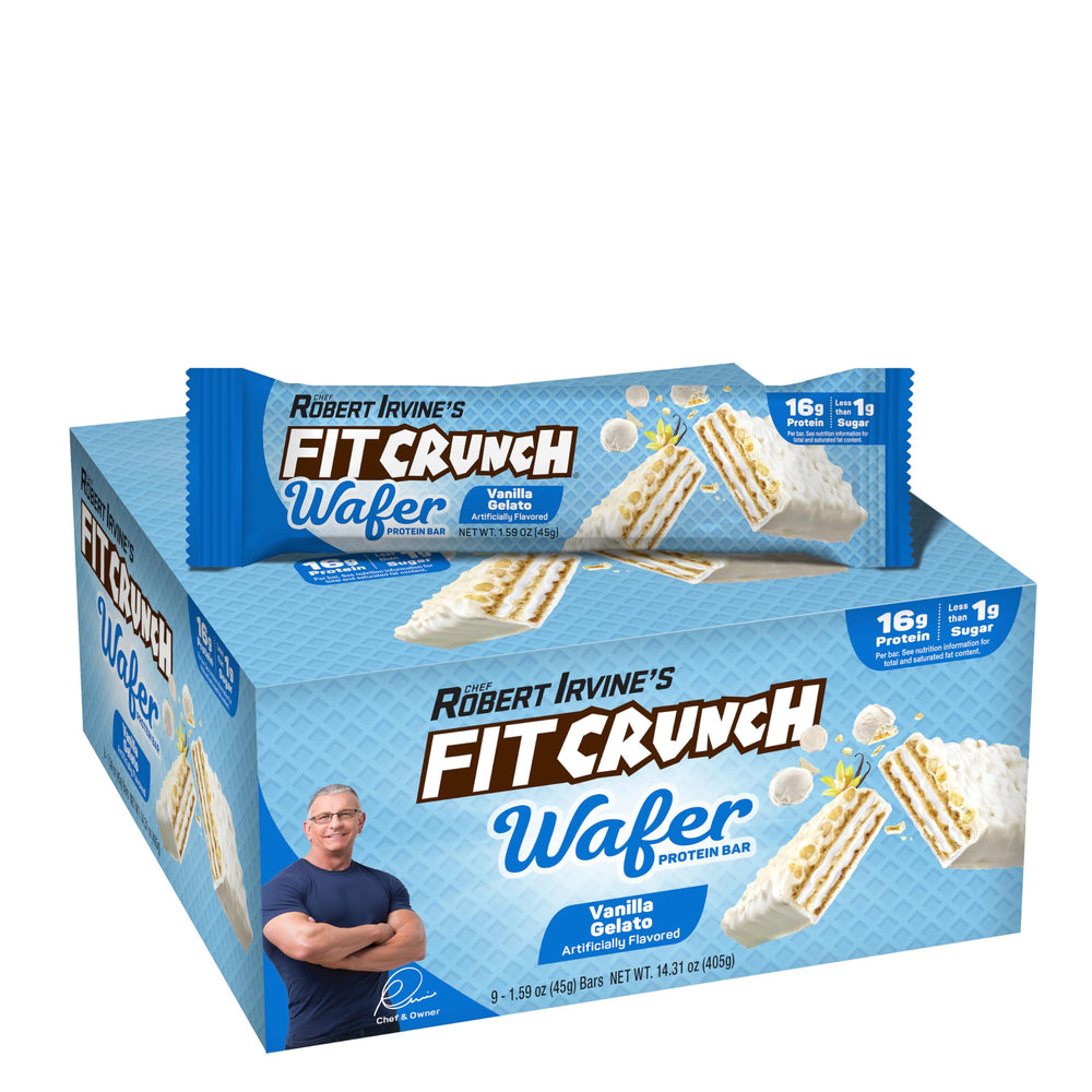 FITCRUNCH Vanilla Gelato Wafer Protein Bar - front packaging