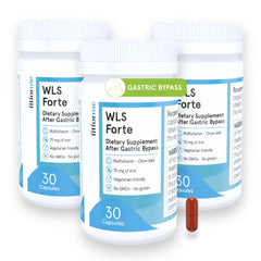 FitForMe bariatric multivitamin bottle labeled WLS Forte for gastric bypass