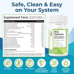 Nutrition facts highlight vitamins in WLS Optimum