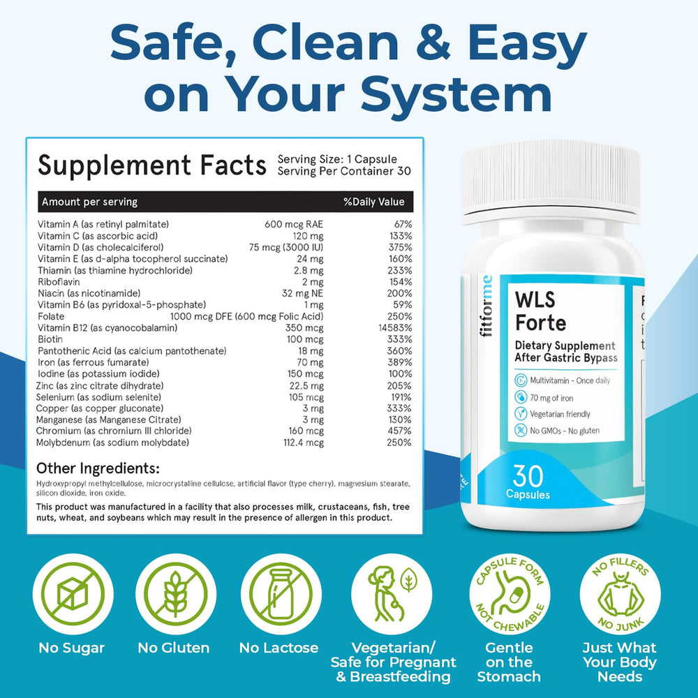 Capsules of FitForMe Bariatric Multivitamin with Iron