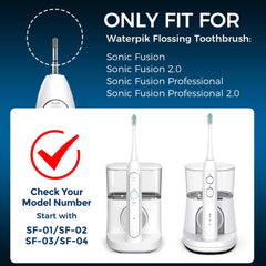 FitMount 6-pack toothbrush heads compatible with Waterpik Sonic Fusion SF-03 and SF-04