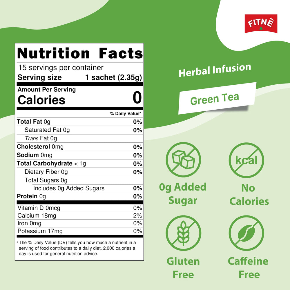 Cup of FITNÈ Green Tea Herbal infusion being poured