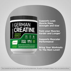 Nutrition facts panel for Fitness Labs Creatine Monohydrate Powder
