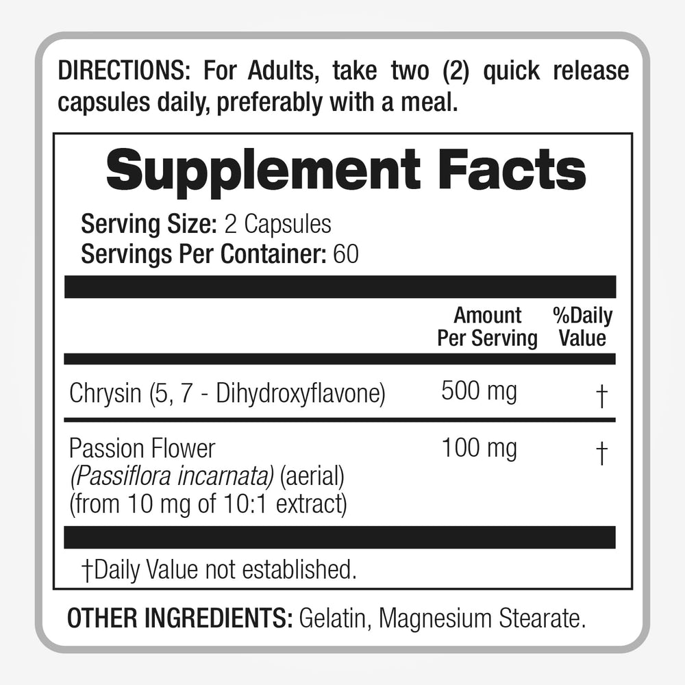 Product packaging for Fito Medic's Chrysin with Passion Flower