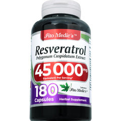 Bottled label for FITO MEDIC'S Lab Resveratrol 450 mg 180 capsules