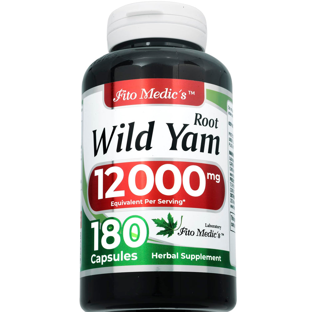 Back of bottle showing supplement facts for Wild Yam Root capsules