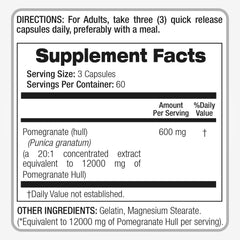 Pomegranate extract capsules arranged on white background