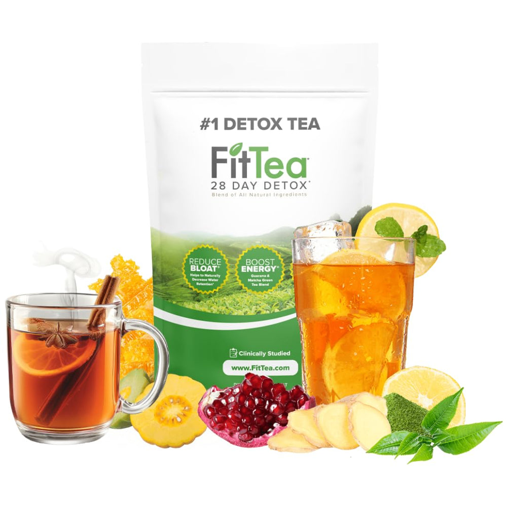 FitTea Original Detox Tea bag steeping to promote natural energy and digestion support.