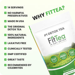 FitTea The Original tea sachets close-up highlighting natural ingredients.