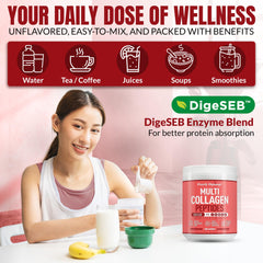 Close-up of five collagen sources used in the formula