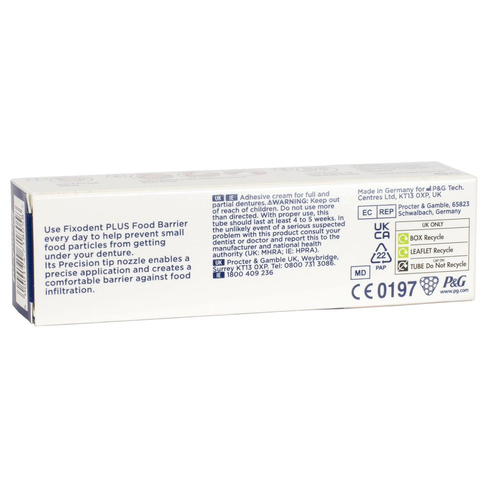 Hypoallergenic formula label for Fixodent Denture Adhesive Cream