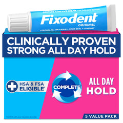 Close-up of Fixodent Original denture adhesive tube (2.4 oz)