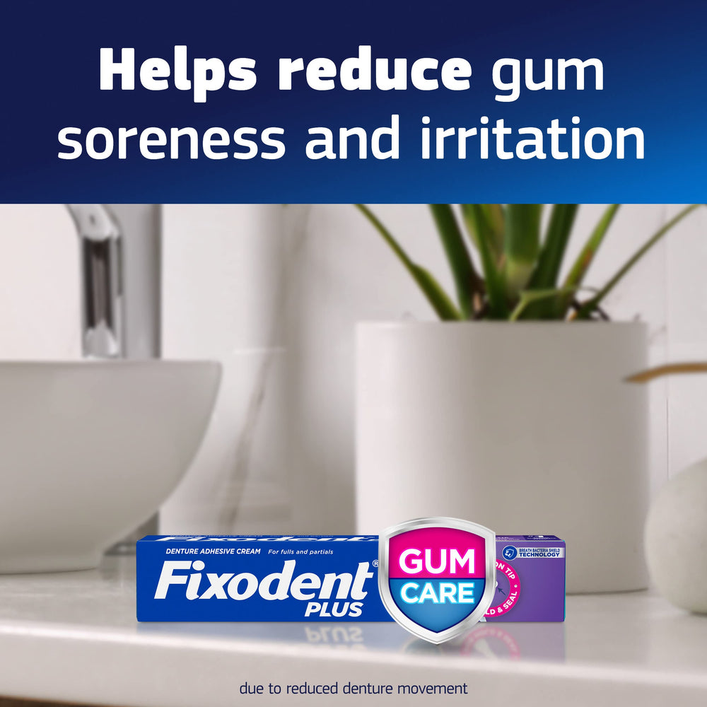 Gum care benefits reducing gum soreness with Fixodent Plus