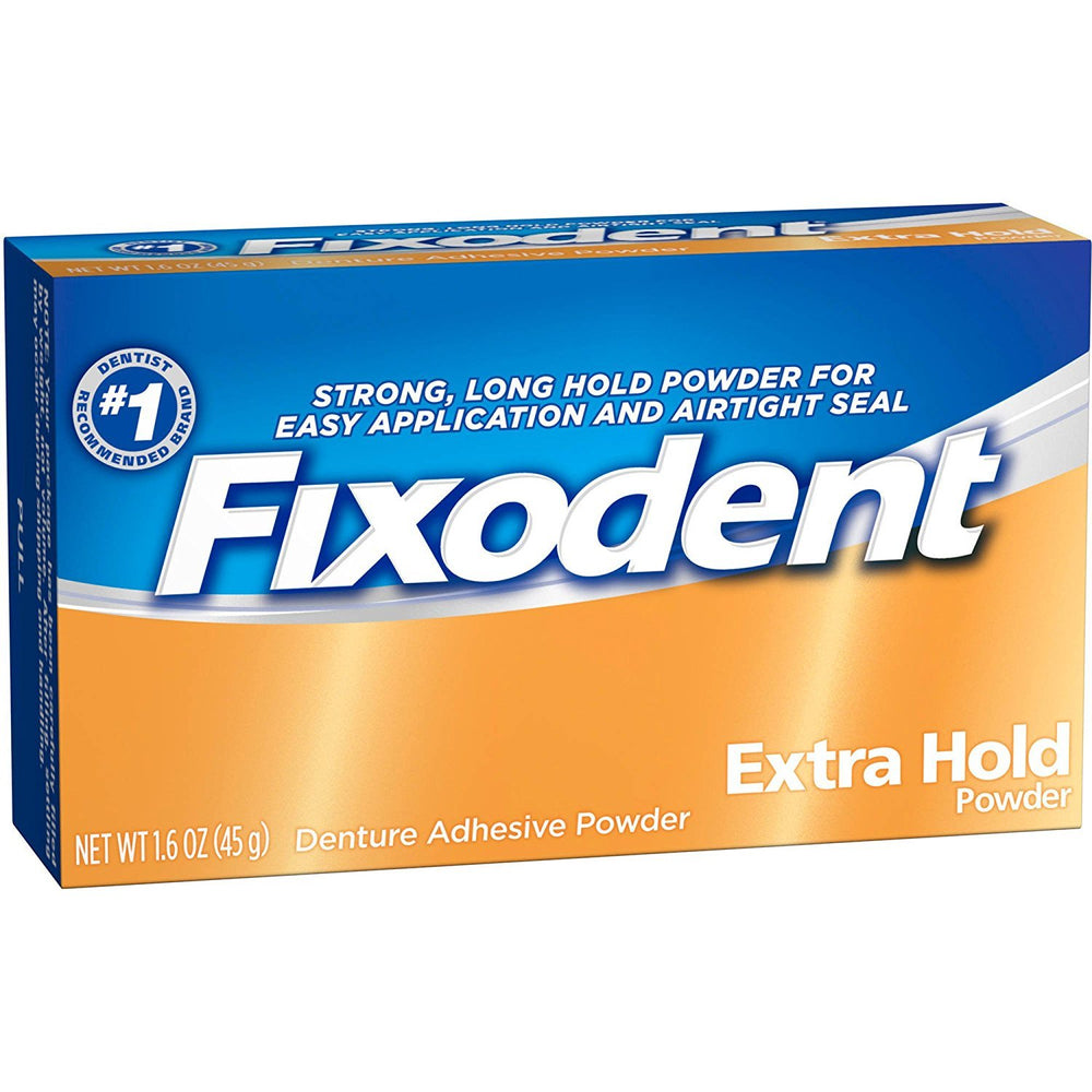 Fixodent Extra Hold Denture Adhesive Powder 1.6 oz - white powder