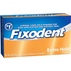 Fixodent Extra Hold Denture Adhesive Powder 1.6 oz - white powder