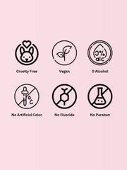 Label highlighting alcohol-free, SLS-free, fluoride-free formula
