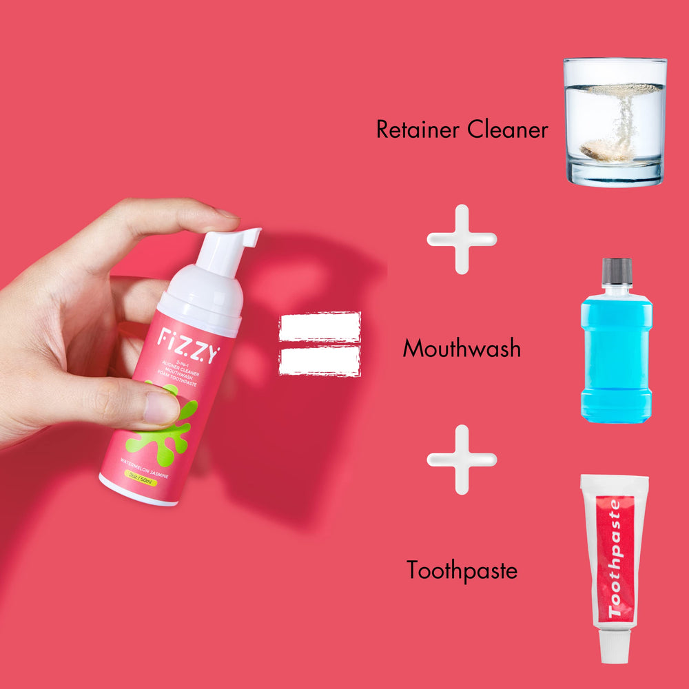 Travel-size Fizzy 3-in-1 cleaner bottle for oral care