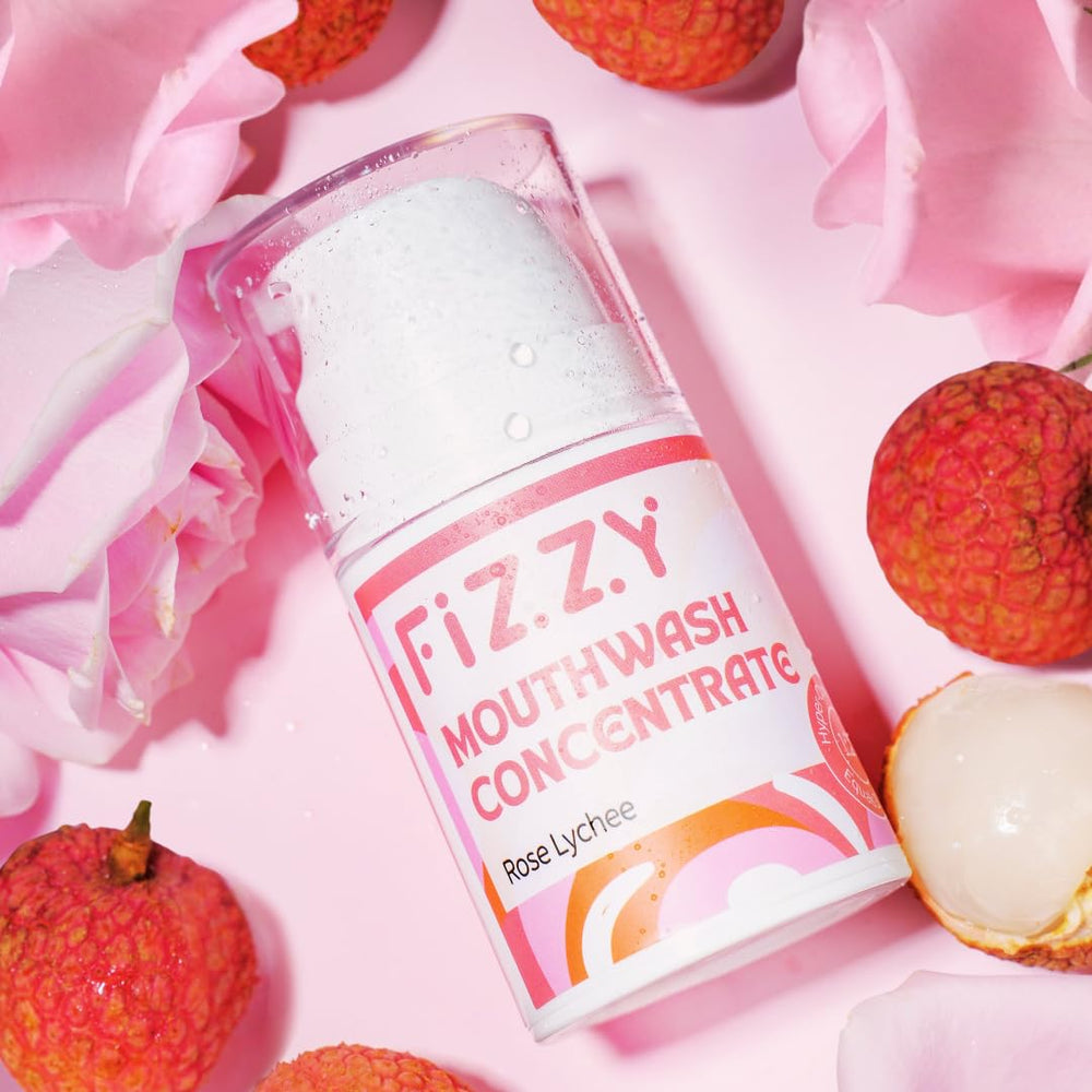 Angle shot of Fizzy Mouthwash Concentrate bottle