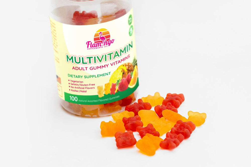 Made in the USA Flamingo Supplements Multivitamin Gummies packaging