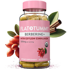 Bottle of Flat Tummy Berberine Plus with 60 vegetarian capsules