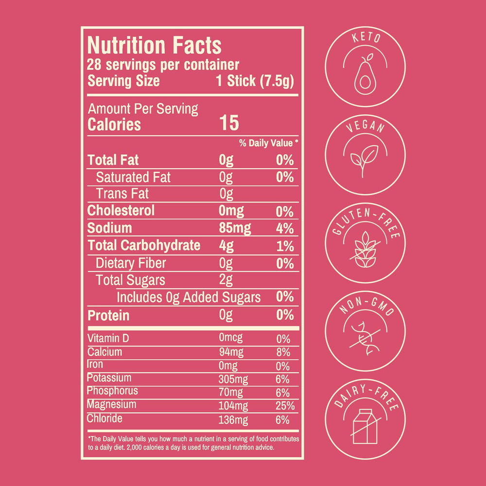Single strawberry limeade electrolyte packet close-up