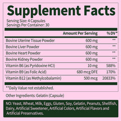 Gluten-free, non-GMO beef organ supplement for women