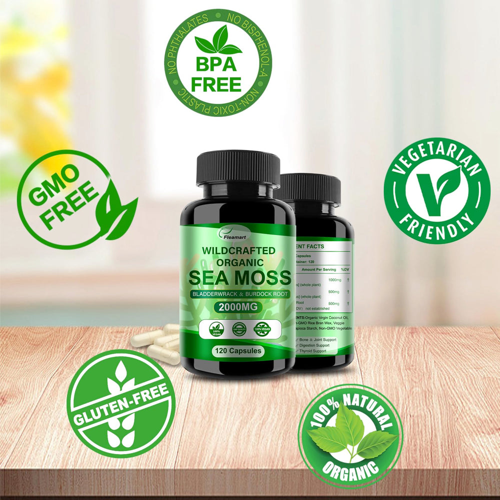 Wild-crafted Fleamart sea moss capsules