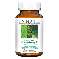 Bottle of Innate Response Flora 50-14 probiotic with label visible